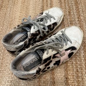 Leopard print Golden goose superstar sneakers